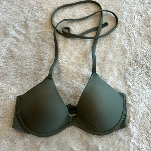 PINK Victoria’s Secret Swim Bikini Top Army Green Small - Picture 1 of 11